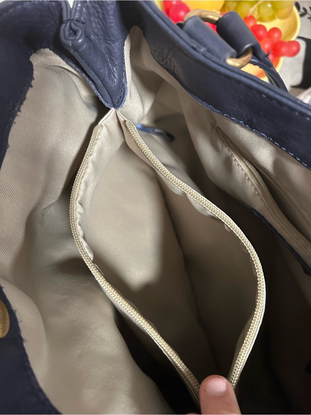 American Leather Co Val Perfect Satchel Navy Pebbled Leather Shoulder Tote NWOT - Picture 15 of 15